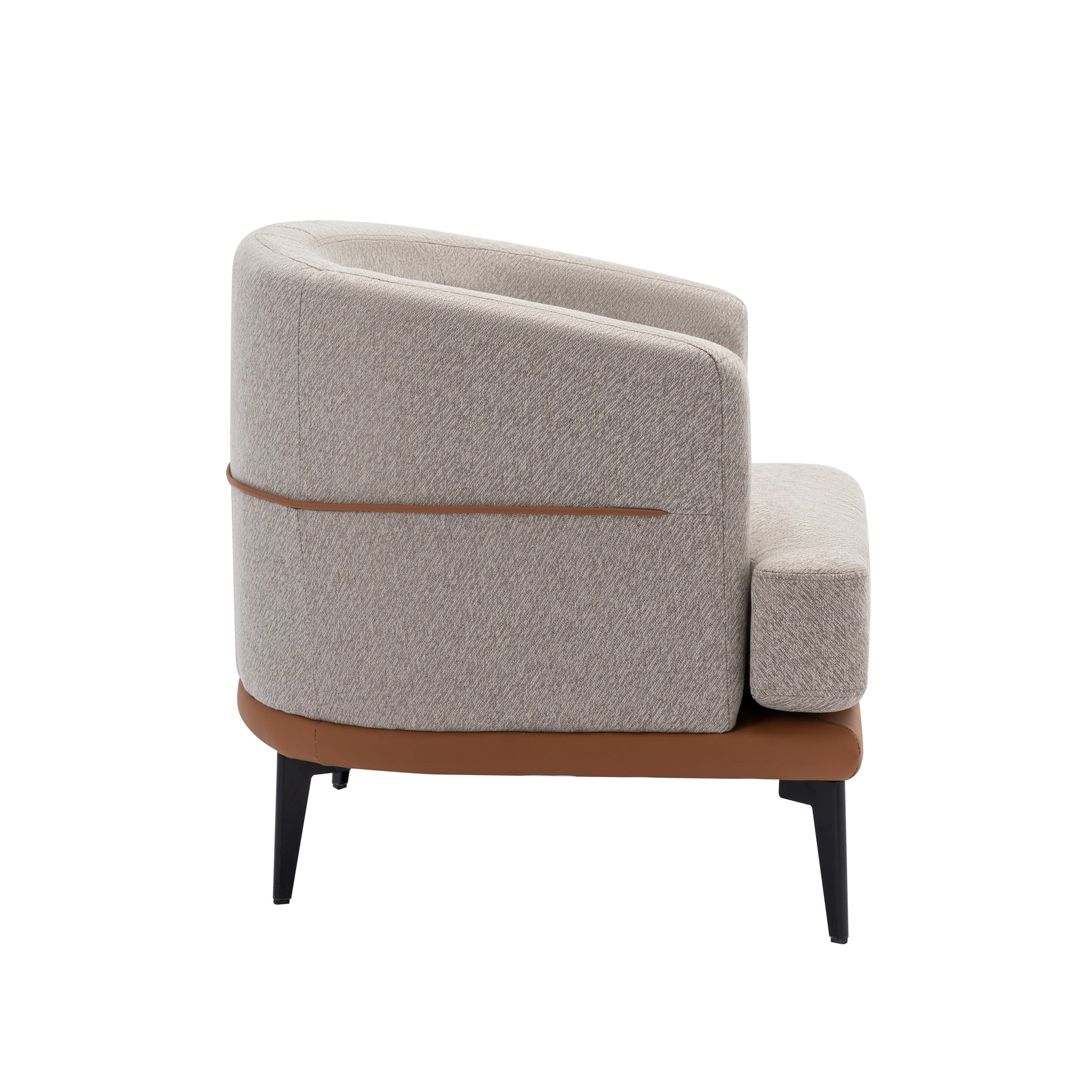 Modern Two Tone Barrel Fabric Chair, Upholstered Round Armchair For Living Room Bedroom Reading Room, Burnt Orange Burnt Orange Linen