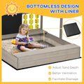 Kids Sandbox With Cover, Wooden Sandbox Backyard Toy Gray Wood