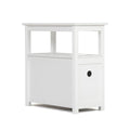 End Table With Charging Station, Narrow Sofa Side Table, Wooden Nightstand, Bedroom Living Room Furniture, White White Mdf