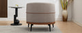 Modern Two Tone Barrel Fabric Chair, Upholstered Round Armchair For Living Room Bedroom Reading Room, Burnt Orange Burnt Orange Linen