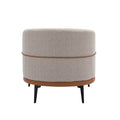 Modern Two Tone Barrel Fabric Chair, Upholstered Round Armchair For Living Room Bedroom Reading Room, Burnt Orange Burnt Orange Linen