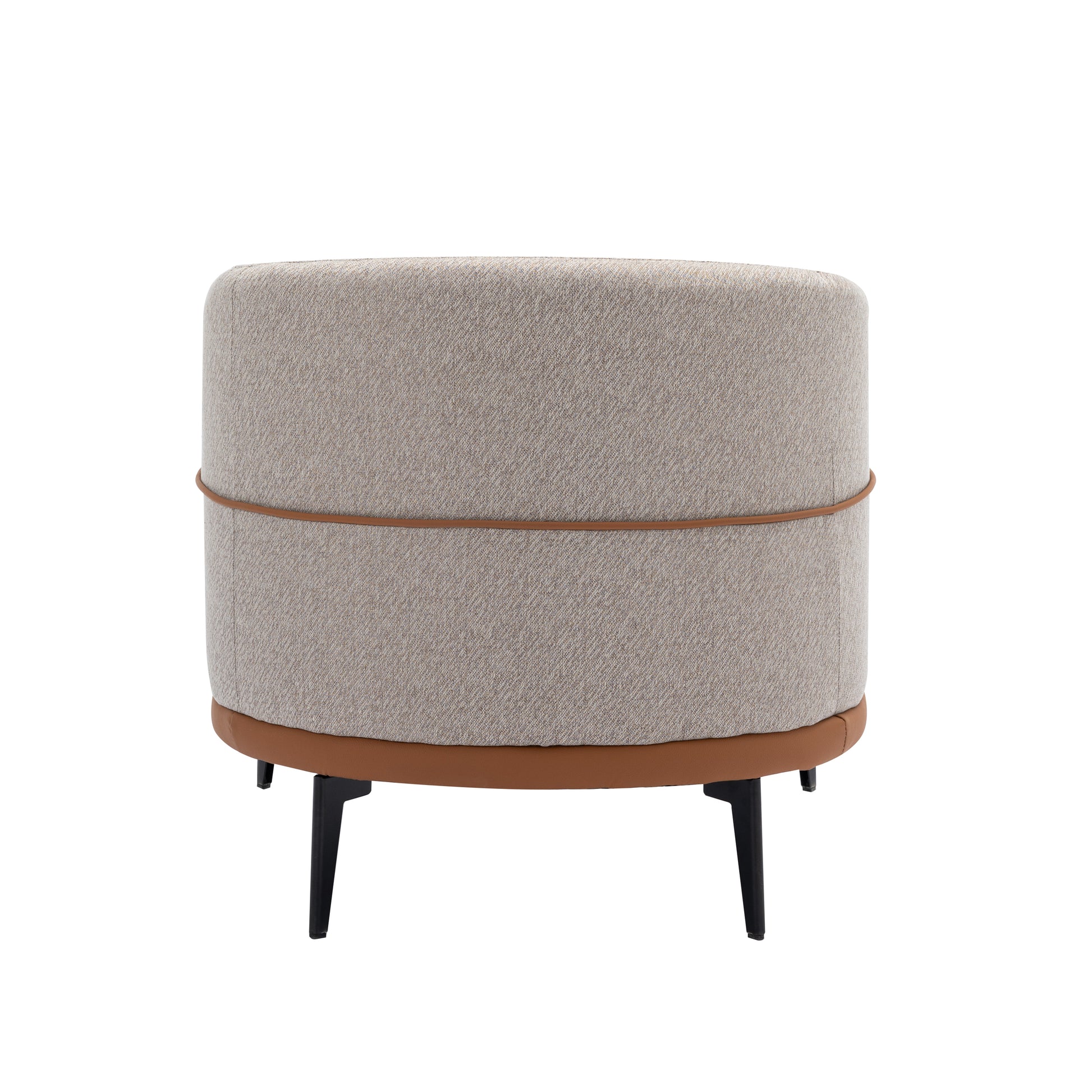 Modern Two Tone Barrel Fabric Chair, Upholstered Round Armchair For Living Room Bedroom Reading Room, Burnt Orange Burnt Orange Linen
