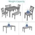 6 Piece Kitchen Dining Set, Rectangular Wooden Dining Table With 4 Upholstered Chairs And A Bench, Dining Table Set For 6 People, Living Room, Home Bar And Kitchen, Gray Wood Gray Seats 6 Wood Dining Room Acacia 4 Leg Rectangular Dining Table With Chair