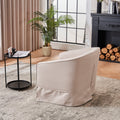Swivel Barrel Chair With Ottoman, Swivel Accent Chairs Armchair For Living Room, Reading Chairs For Bedroom Comfy, Round Barrel Chairs With Black Metal Base Beige Beige Primary Living Space Modern Linen