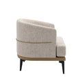 Modern Two Tone Barrel Fabric Chair, Upholstered Round Armchair For Living Room Bedroom Reading Room, Mustard Green Mustard Linen