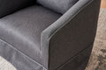 Swivel Barrel Chair With Ottoman, Swivel Accent Chairs Armchair For Living Room, Reading Chairs For Bedroom Comfy, Round Barrel Chairs With Black Metal Base Dark Grey Dark Gray Primary Living Space Modern Linen