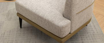 Modern Two Tone Barrel Fabric Chair, Upholstered Round Armchair For Living Room Bedroom Reading Room, Mustard Green Mustard Linen