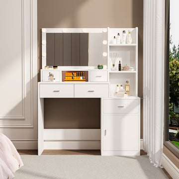 Newly Designed Smart Mirror Dressing Table With Drawers And Storage Cabinet, Dressing Table With Dressing Pad For Bedroom, Dressing Room White Mdf Glass