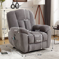 Power Lift Recliner Chair Recliners For Elderly With Heat And Massage Recliner Chair For Living Room With Infinite Position And Side Pocket,Usb Charge Port Grey Grey Soft Heavy Duty Cotton Wood Metal