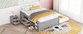 Versatile Full Bed With Trundle,Under Bed Storage Box And Nightstand .Grey Full Grey American Design Pine