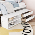 Versatile Full Bed With Trundle,Under Bed Storage Box And Nightstand .White Full White Pine