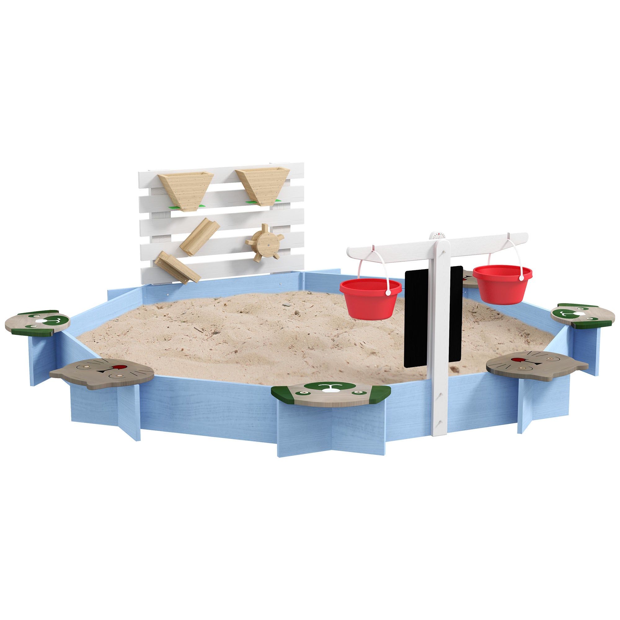 Wooden Sandbox For 3 7 Years, 85" X 85" X 25", Blue Blue Wood