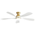 52 Inch Ceiling Fan With Dimmable 3 Colors Led Light Reversible Noiseless Dc Motor Smart App Remote Control Gold Metal & Wood