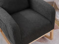 Modern Accent Rocking Chair Rocking Chair With Solid Wood Legs, Upholstered Nursery Glider Rocker, Comfy Armchair With Side Pocket, Living Room Lounge Arm Chair With High Backrest Dark Grey,Teddy Dark Grey White Primary Living Space Casual Foam Teddy
