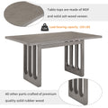 Wood Dining Table Set For 6, Farmhouse Rectangular Dining Table And 6 Upholstered Chairs Ideal For Dining Room, Kitchen Grey Beige Upholstered Chair Wood Grey Seats 6 Wood Dining Room Antique,Classic,Farmhouse Trestle Rectangular Dining Table With Chair