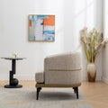 Modern Two Tone Barrel Fabric Chair, Upholstered Round Armchair For Living Room Bedroom Reading Room, Mustard Green Mustard Linen