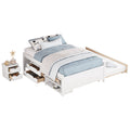 Versatile Full Bed With Trundle,Under Bed Storage Box And Nightstand .White Full White Pine