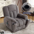 Power Lift Recliner Chair Recliners For Elderly With Heat And Massage Recliner Chair For Living Room With Infinite Position And Side Pocket,Usb Charge Port Grey Grey Soft Heavy Duty Cotton Wood Metal