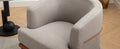 Modern Two Tone Barrel Fabric Chair, Upholstered Round Armchair For Living Room Bedroom Reading Room, Burnt Orange Burnt Orange Linen