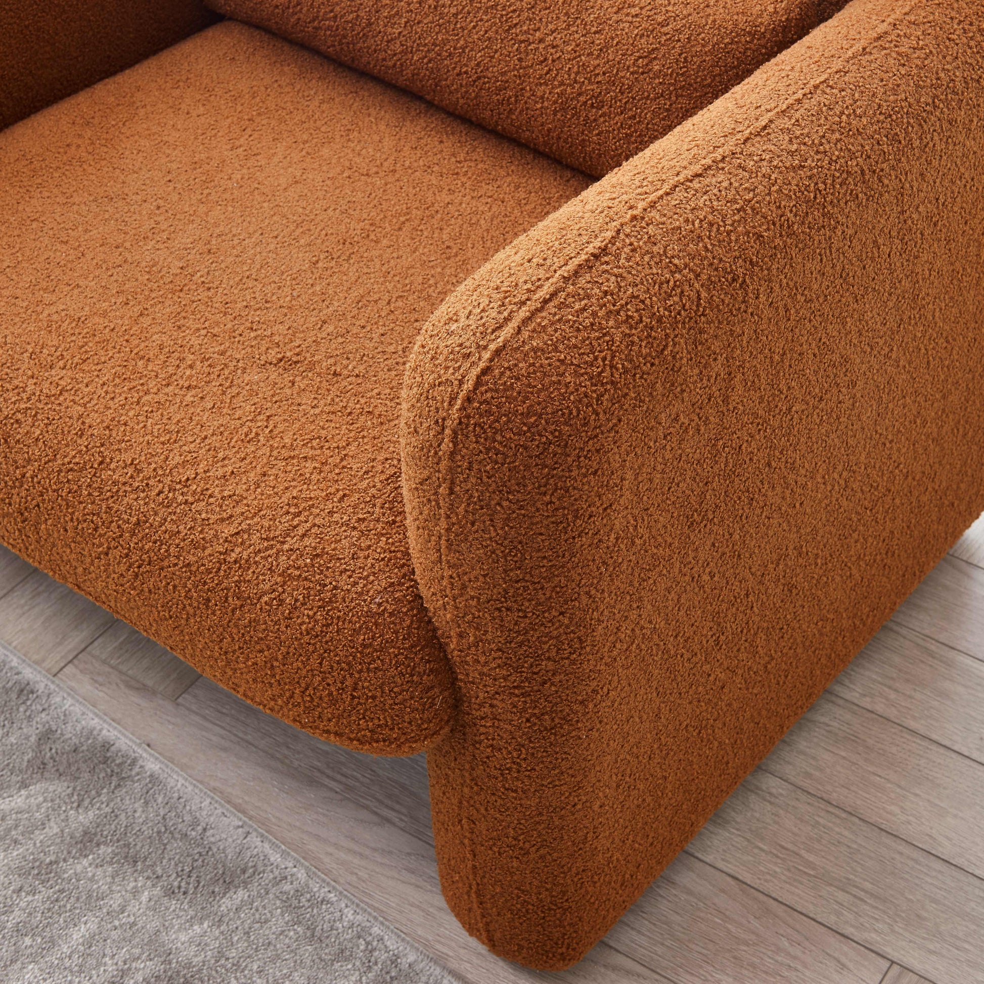34"Lamb Fleece Fabric Sofa, Modern Single Sofa With Support Pillow For Apartment, Office, Living Room & Bedroom, Tool Free Assembly. Dark Orange Orange Dark Orange Foam Sherpa