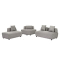 Contemporary 3 Piece Sectional Sofa Free Convertible Sofa With Four Removable Pillows For Living Room, Grey Grey Foam Boucle