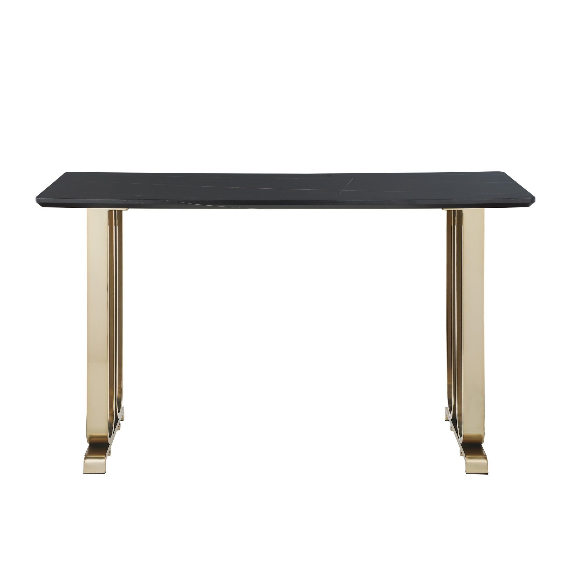 63" Bar Table, Pub Table Kitchen Dining Coffee Table High Writing Computer Table With Lauren Gold Black Top, Brushed Brass Metal Base Golden Black Mdf Steel