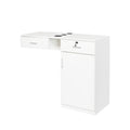 Wall Mount Barber Salon Station, Salon Storage Hair Stylist Equipment Set W Appliance Holders Lockable Drawers Storage Cabinet White Mdf