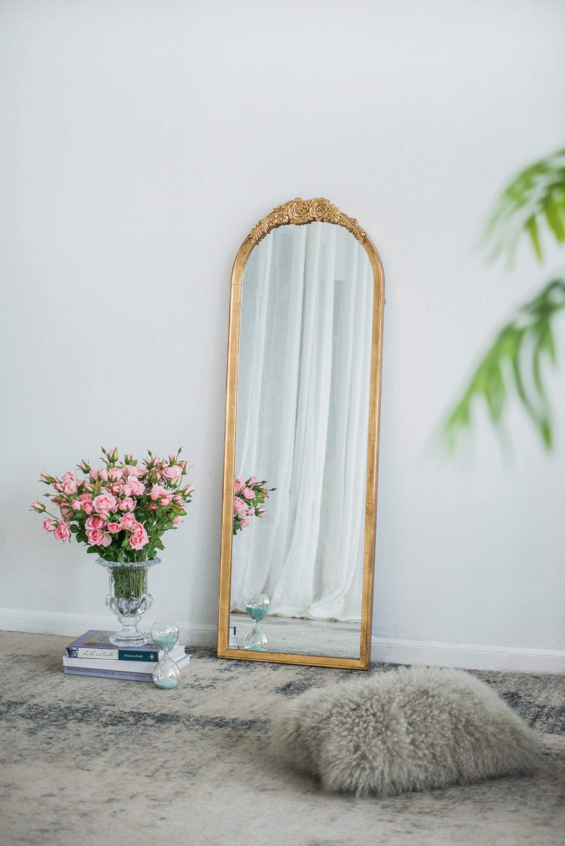 19"X56" Wood Floor Mirror, Full Body Mirror Dressing Make Up Mirror For Bathroom Bedroom Living Room Gold Wood Glass