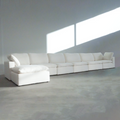 Harper Petite White Sectional 6 Seat Configuration White Wood Linen 6 Seat