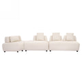 Contemporary 3 Piece Sectional Sofa Free Convertible Sofa With Four Removable Pillows For Living Room, Beige Beige Foam Boucle