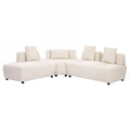 Contemporary 3 Piece Sectional Sofa Free Convertible Sofa With Four Removable Pillows For Living Room, Beige Beige Foam Boucle