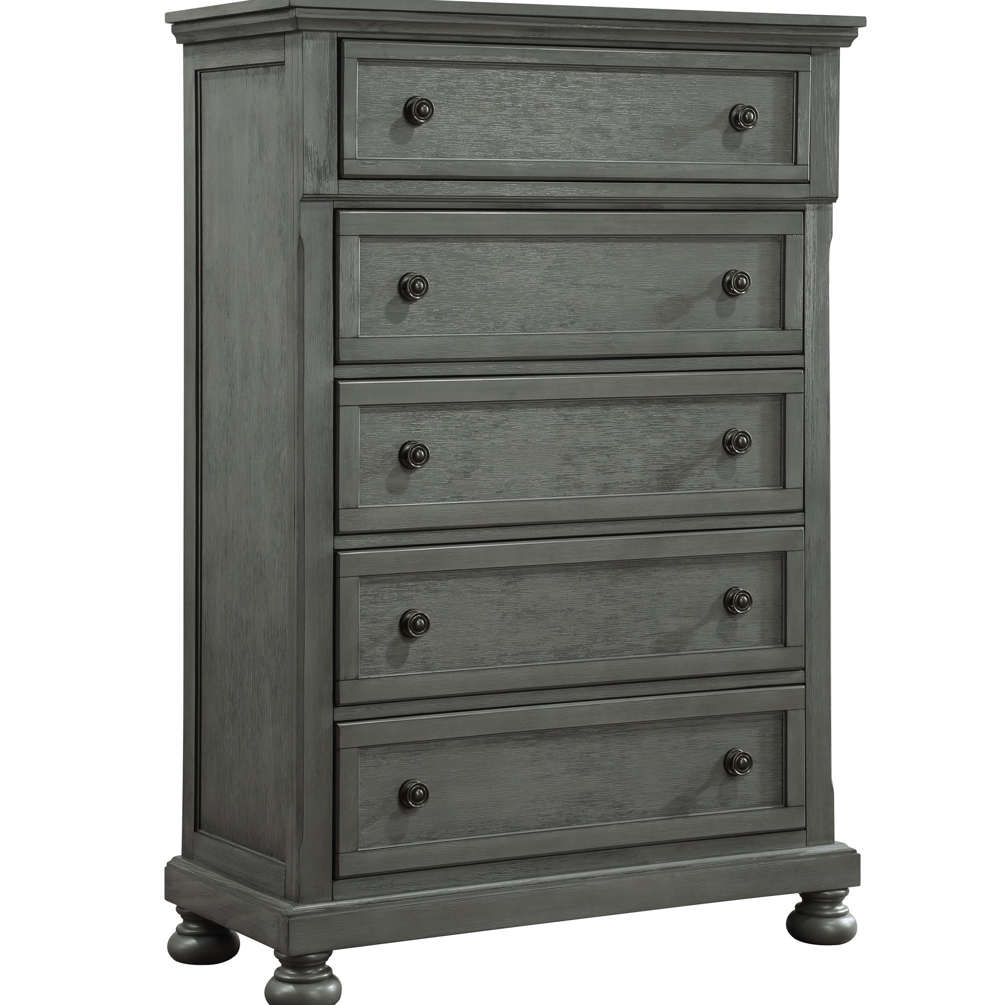 Jackson Modern Style 5 Drawer Chest Made With Wood & Rustic Gray Finish Gray Gray Bedroom Contemporary,Traditional Solid Wood Mdf Wood