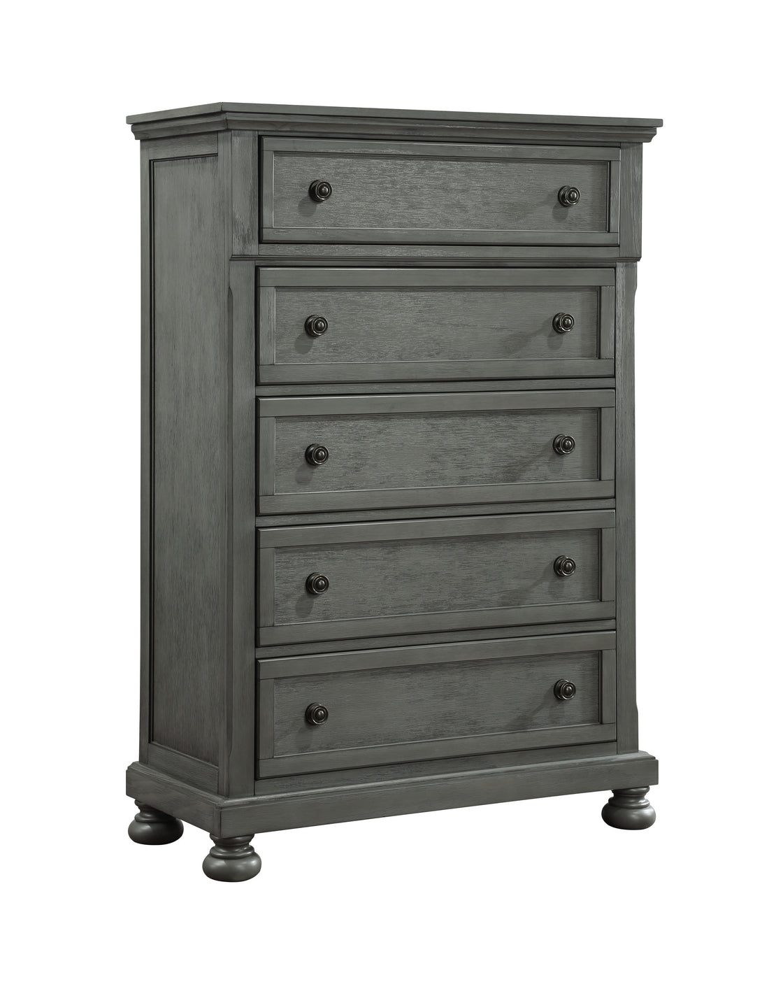 Jackson Modern Style 5 Drawer Chest Made With Wood & Rustic Gray Finish Gray Gray Bedroom Contemporary,Traditional Solid Wood Mdf Wood