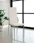 White Color2Pcs Dining Chairs Chrome Legs Dining Room Side Chairs High Back Modern Chairs White Dining Room Contemporary,Modern Side Chair Solid Back Chrome