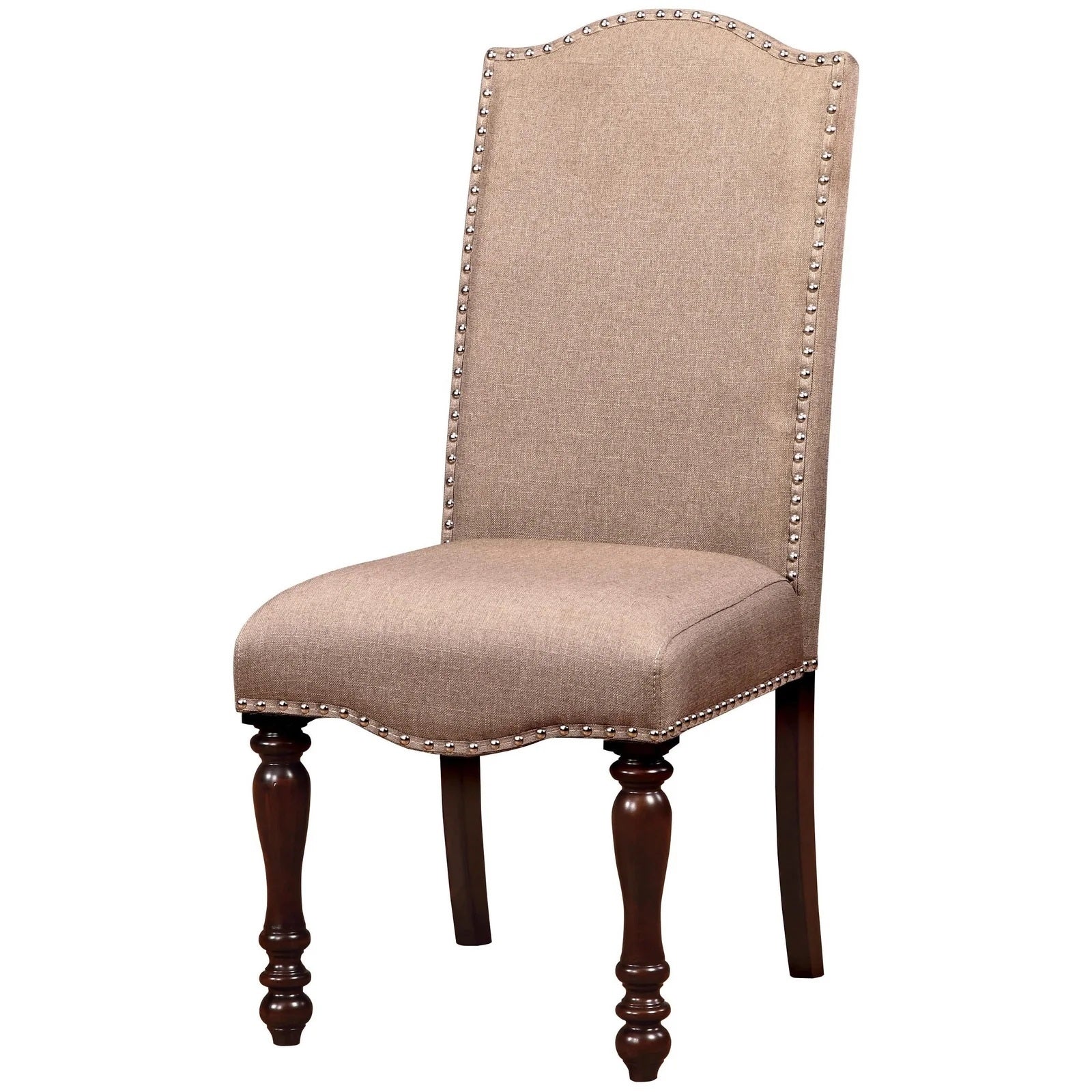 Transitional Antique Cherry Beige Set Of 2Pc Side Chairs Padded Fabric Turned Legs Dining Room Furniture Beige Brown Dining Room Contemporary,Modern,Transitional Side Chair Solid Back Solid Wood