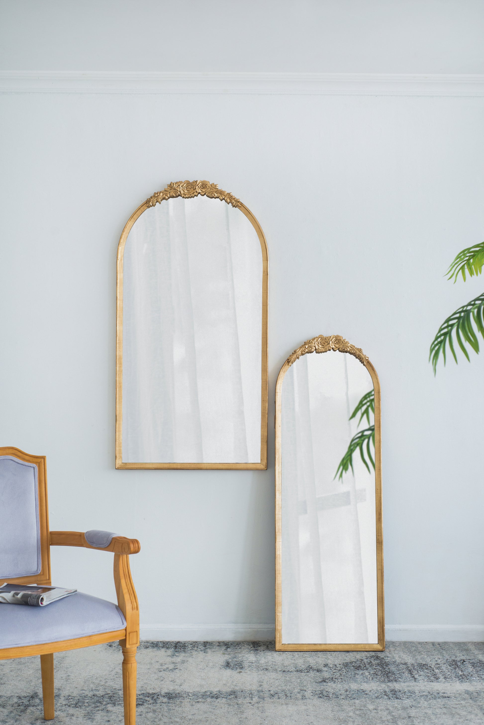 19"X56" Wood Floor Mirror, Full Body Mirror Dressing Make Up Mirror For Bathroom Bedroom Living Room Gold Wood Glass