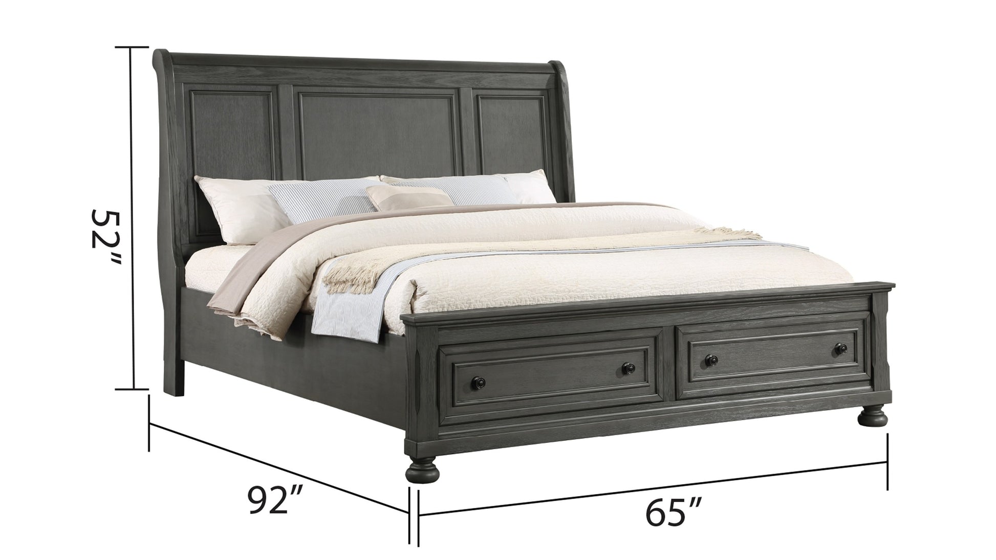 Jackson Modern Style Queen Bed Made With Wood & Rustic Gray Finish Box Spring Not Required Queen Gray Wood Gray Bedroom Contemporary,Traditional Slat Beds Solid Wood Mdf Wood