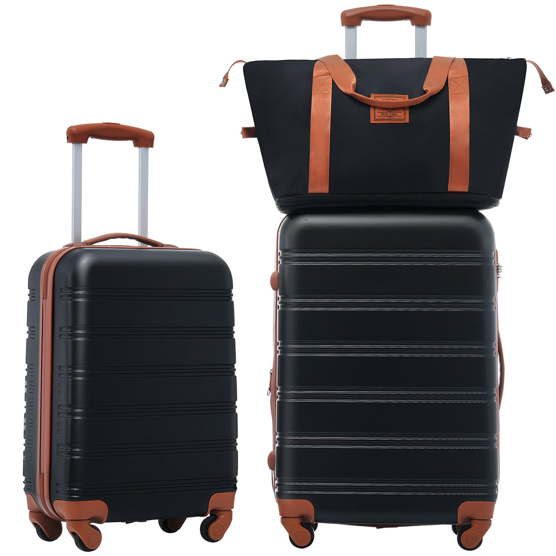 Hardshell Luggage Sets 2Pcs Bag Spinner Suitcase With Tsa Lock Lightweight 20" 24" Black Brown Abs