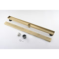 36 Inches Linear Shower Drain, Included Hair Strainer And Leveling Feet Brushed Gold Stainless Steel