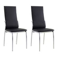 Black Color2Pcs Dining Chairs Chrome Legs Dining Room Side Chairs High Back Modern Chairs Black Dining Room Contemporary,Modern Side Chair Solid Back Chrome