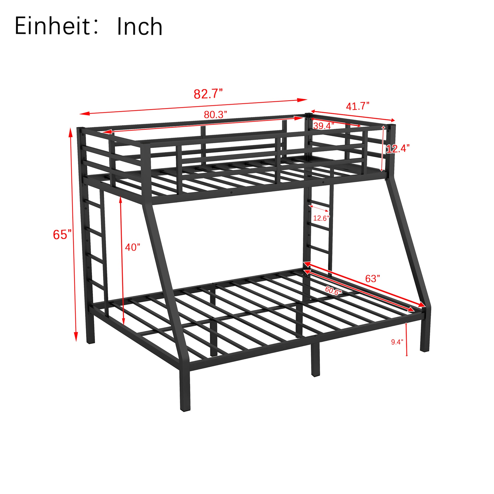 Metal Twin Xl Over Queen Bunk Bed For Teens And Adults,Space Saving Noise Reduced No Box Spring Needed, Old Sku W1307S00013 Expect Arrive Date 2024 3 24 Twin Xl Black Metal