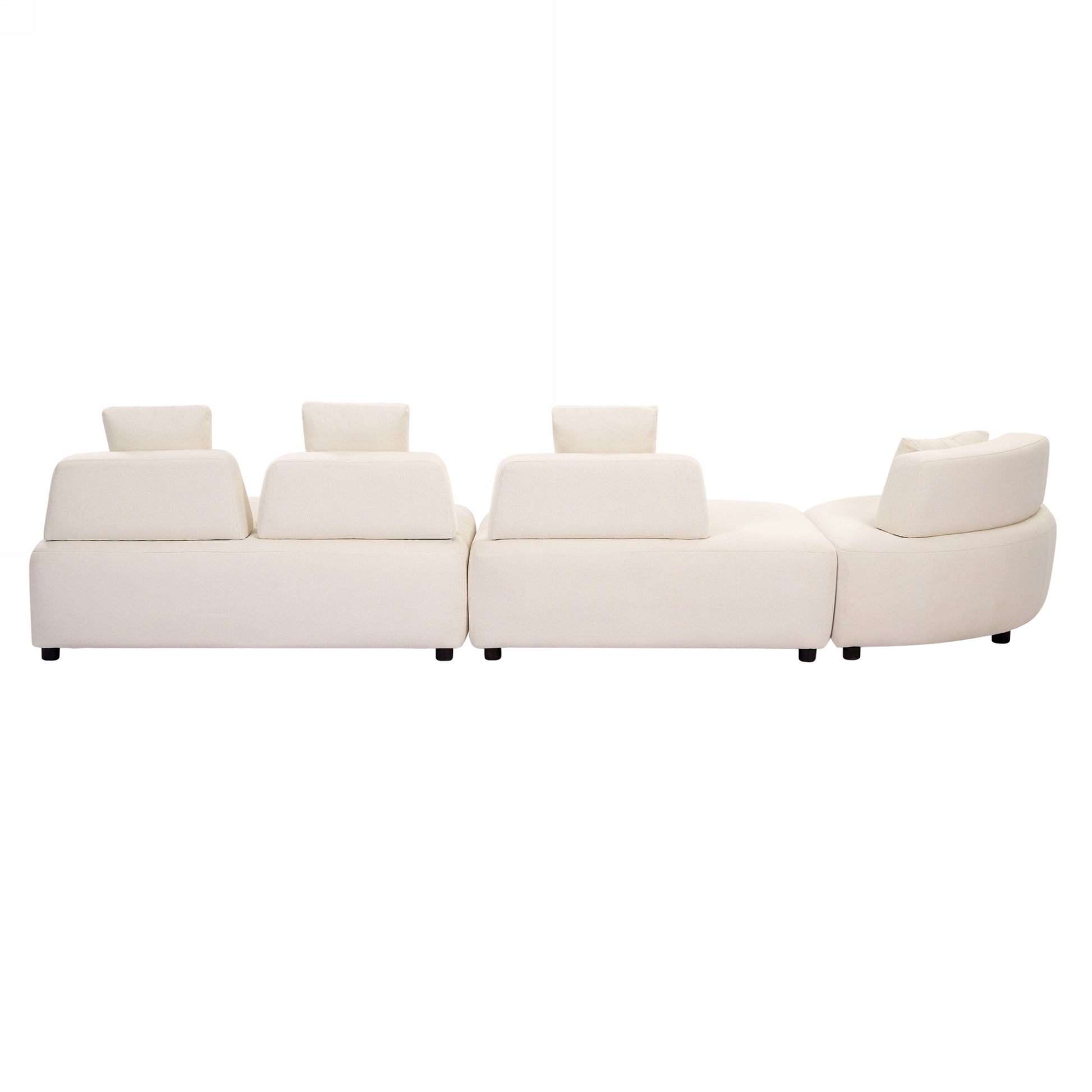 Contemporary 3 Piece Sectional Sofa Free Convertible Sofa With Four Removable Pillows For Living Room, Beige Beige Foam Boucle