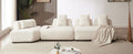 Contemporary 3 Piece Sectional Sofa Free Convertible Sofa With Four Removable Pillows For Living Room, Beige Beige Foam Boucle