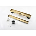 12 Inches Linear Shower Drain, Included Hair Strainer And Leveling Feet Brushed Gold Stainless Steel