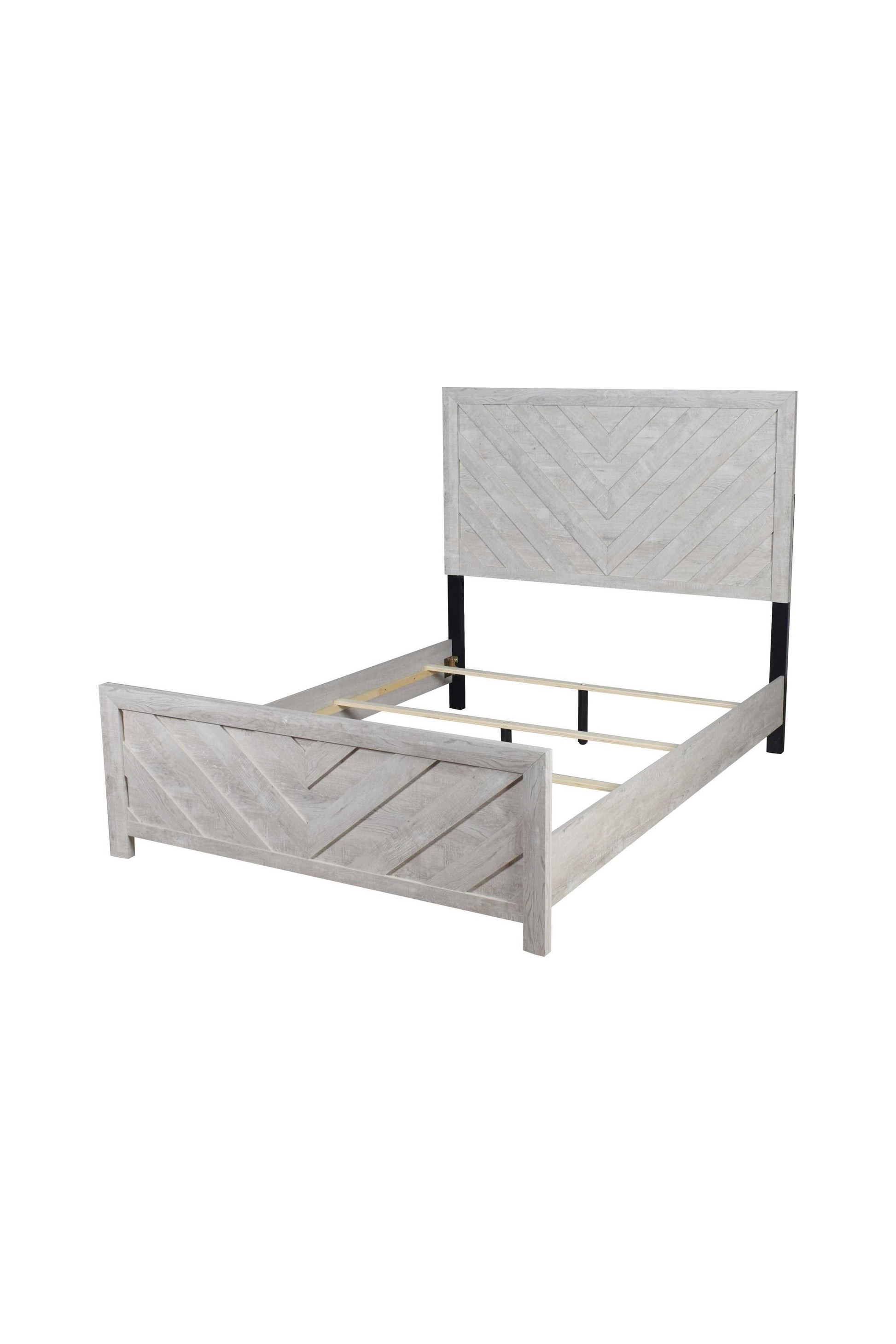 Denver Modern Style Queen Bed Made With Wood In Gray Box Spring Required Queen Gray Wood Bedroom Contemporary,Modern Slat Beds Solid Wood Mdf Wood