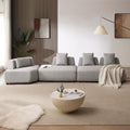 Contemporary 3 Piece Sectional Sofa Free Convertible Sofa With Four Removable Pillows For Living Room, Grey Grey Foam Boucle