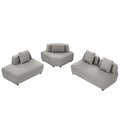 Contemporary 3 Piece Sectional Sofa Free Convertible Sofa With Four Removable Pillows For Living Room, Grey Grey Foam Boucle