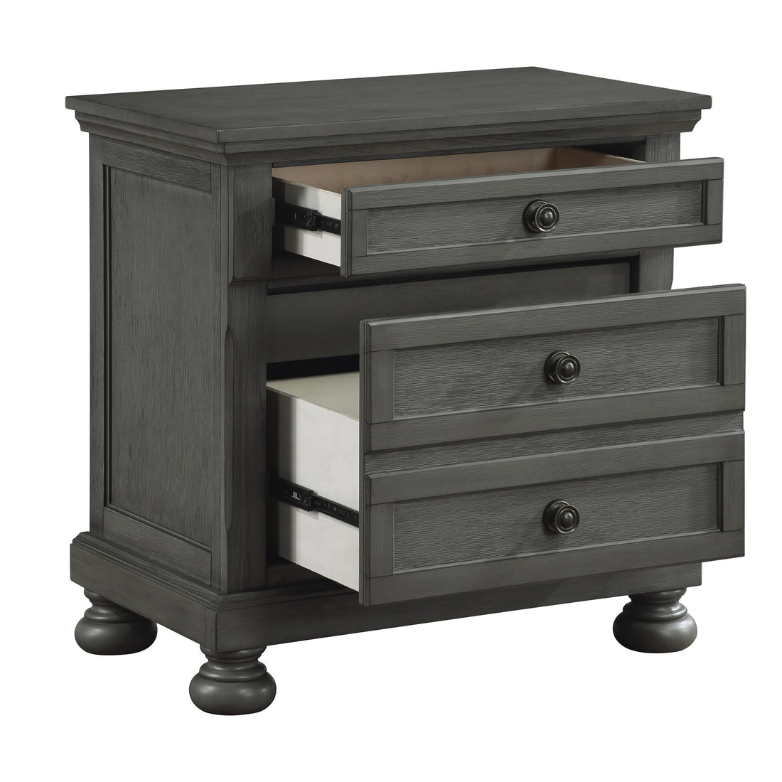 Jackson Modern Style 2 Drawer Nightstand Made With Wood & Rustic Gray Finish Gray Gray 2 Drawers Bedroom Bedside Cabinet Contemporary,Traditional Drawers Rust Solid Wood Mdf Wood