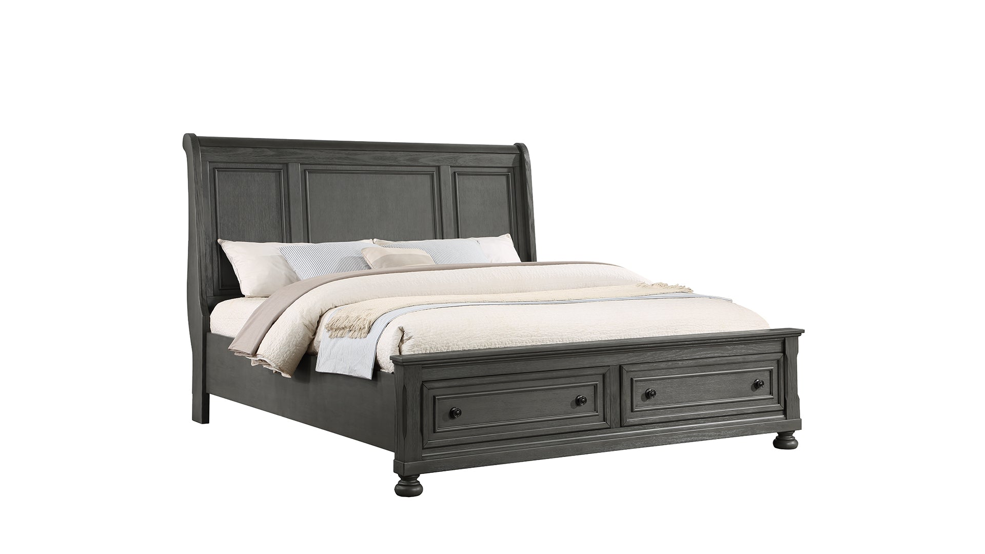 Jackson Modern Style 5Pc Queen Bedroom Set Made With Wood & Rustic Gray Finish Box Spring Not Required Queen Gray Wood Gray 5 Piece Set Bedroom Bed Included,Chest Included,Dresser Included,Mirror Included,Nightstand Included Contemporary,Traditional