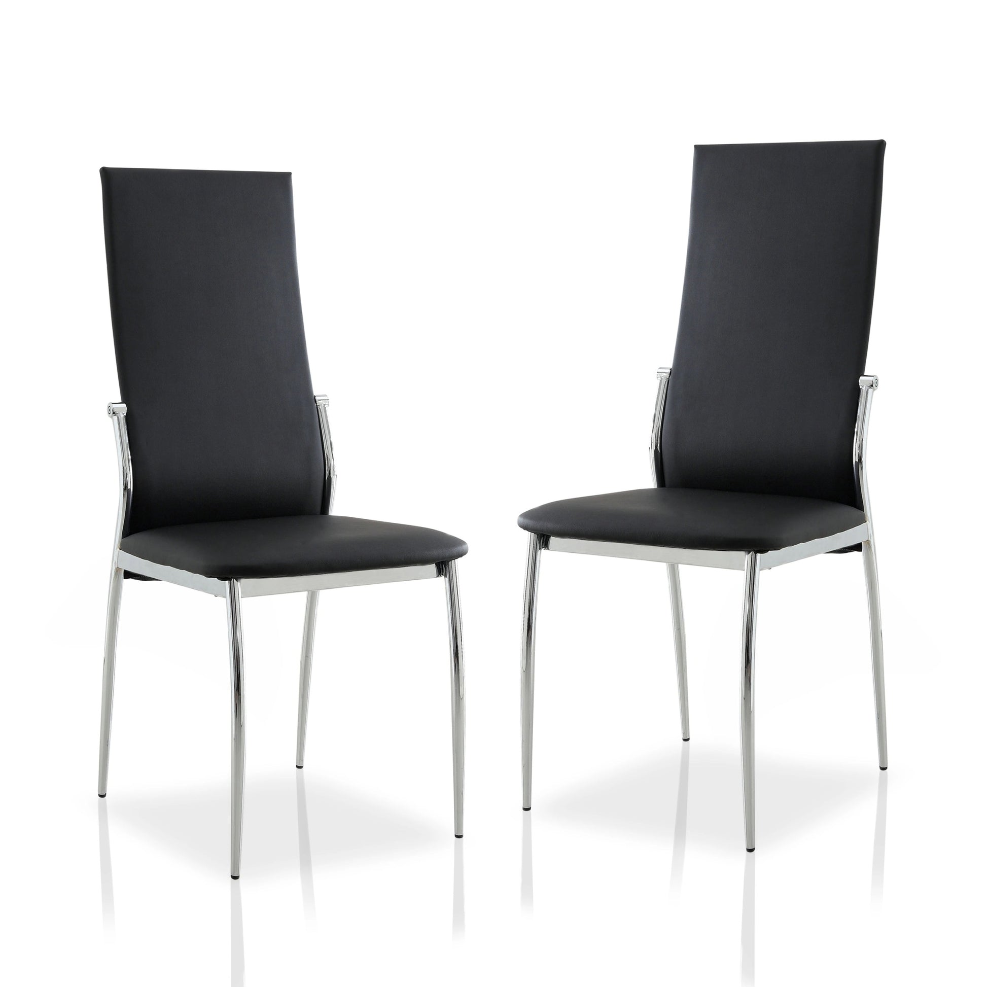 Black Color2Pcs Dining Chairs Chrome Legs Dining Room Side Chairs High Back Modern Chairs Black Dining Room Contemporary,Modern Side Chair Solid Back Chrome